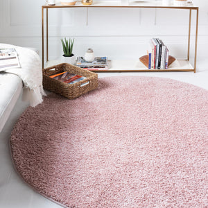 Pink 8' x 8' Soft Solid Shag Round Area Rug Thick Soft Touch Fluffy & Plush Shaggy Pile