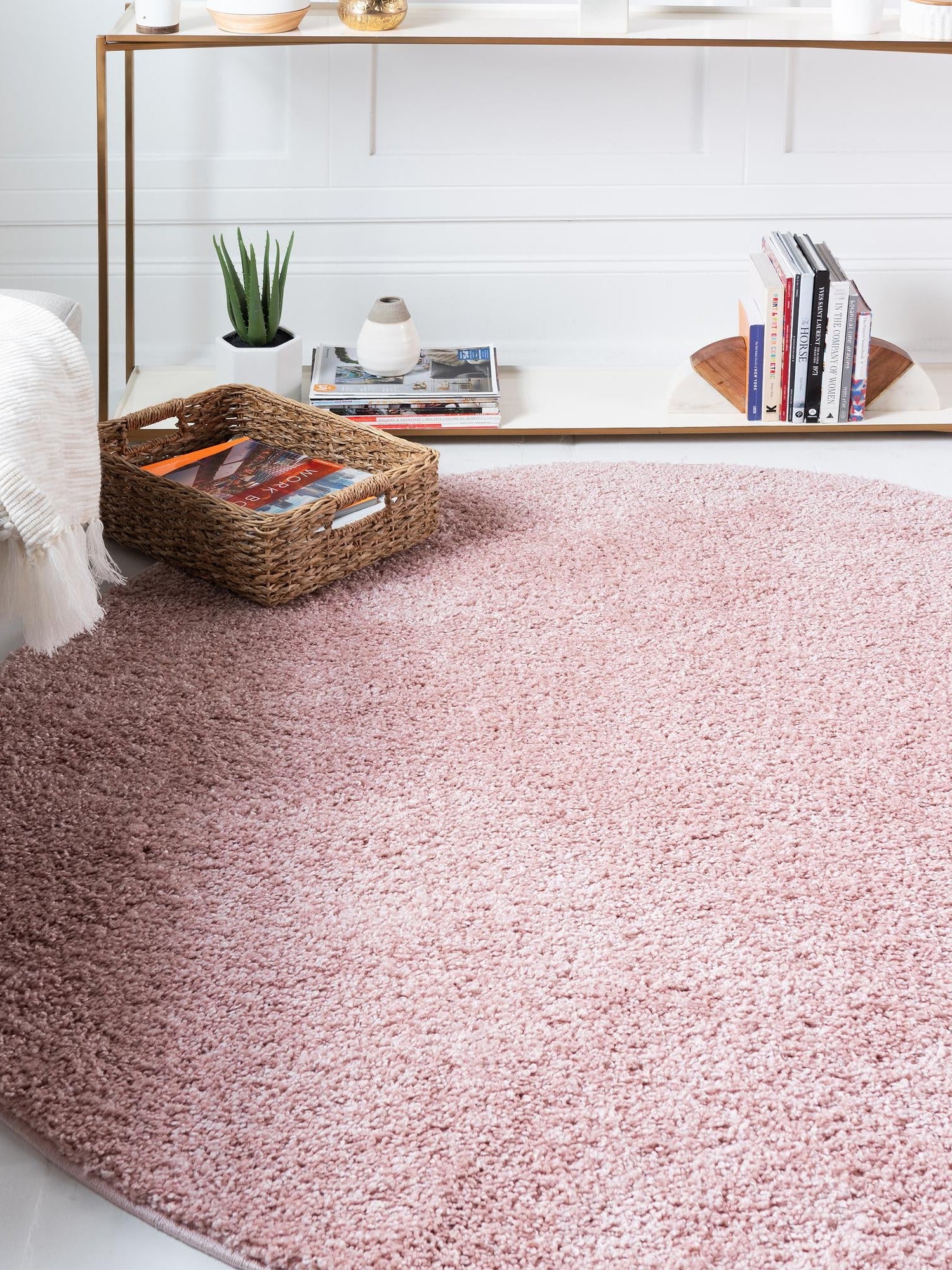 Pink 3' 3 x 3' 3 Soft Solid Shag Round Area Rug Thick Soft Touch Fluffy & Plush Shaggy Pile 100% Polypropylene Minimalist Carpet for Modern Home Interiors for Sale at Rug Engine
