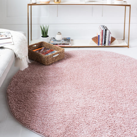 Pink 3' 3 x 3' 3 Soft Solid Shag Round Area Rug Thick Soft Touch Fluffy & Plush Shaggy Pile 100% Polypropylene Minimalist Carpet for Modern Home Interiors for Sale at Rug Engine