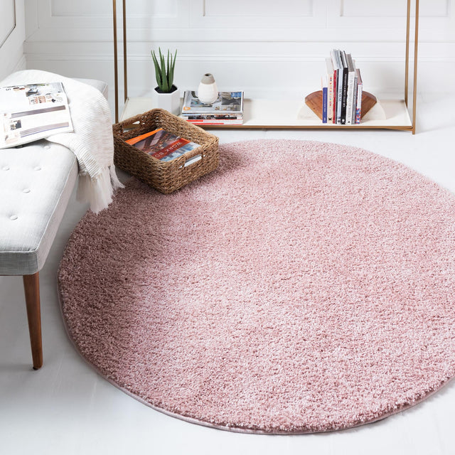 Pink 8' x 8' Soft Solid Shag Round Area Rug Thick Soft Touch Fluffy & Plush Shaggy Pile