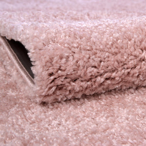 Pink 8' x 8' Soft Solid Shag Round Area Rug Thick Soft Touch Fluffy & Plush Shaggy Pile