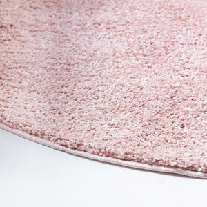 Pink 8' x 8' Soft Solid Shag Round Area Rug Thick Soft Touch Fluffy & Plush Shaggy Pile