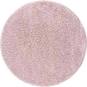 Pink 6' 1 x 6' 1 Soft Solid Shag Round Area Rug Thick Soft Touch Fluffy & Plush Shaggy Pile