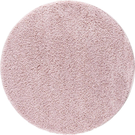 Pink 6' 1 x 6' 1 Soft Solid Shag Round Area Rug Thick Soft Touch Fluffy & Plush Shaggy Pile
