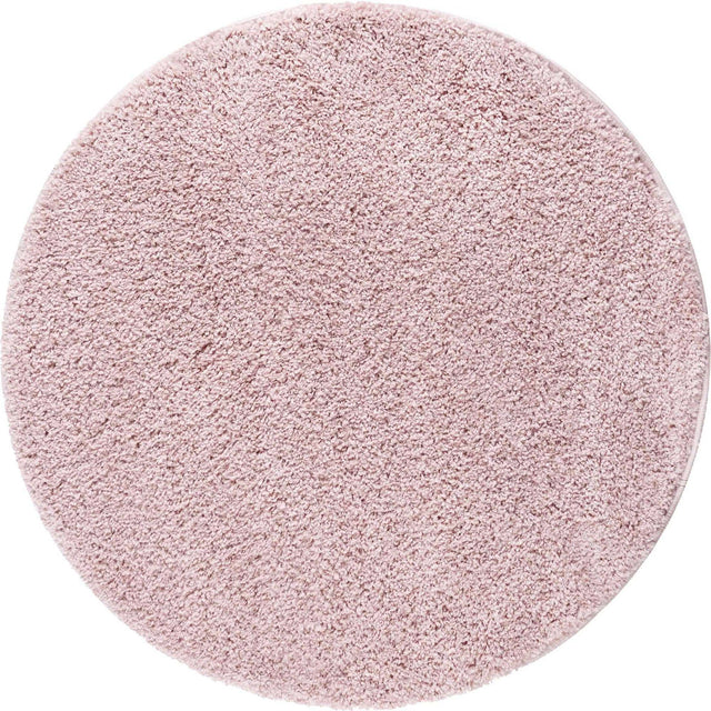 Pink 6' 1 x 6' 1 Soft Solid Shag Round Area Rug Thick Soft Touch Fluffy & Plush Shaggy Pile