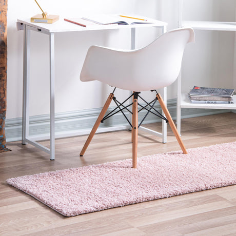 Pink 2' 7 x 13' 1 Soft Solid Shag Runner Area Rug Thick Soft Touch Fluffy & Plush Shaggy Pile 100% Polypropylene Minimalist Carpet for Modern Home Interiors for Sale at Rug Engine