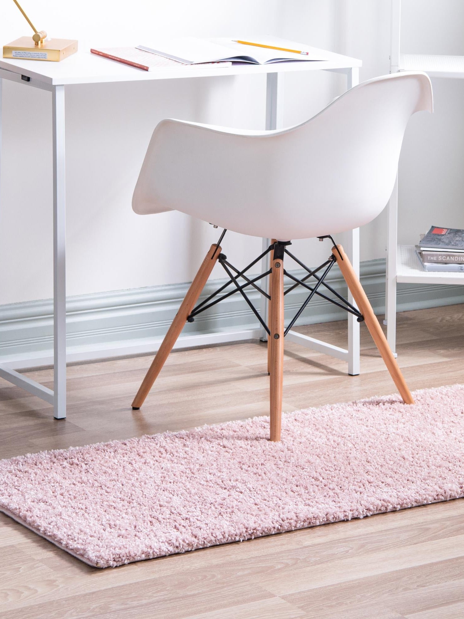 Pink 2' 7 x 10' Soft Solid Shag Runner Area Rug Thick Soft Touch Fluffy & Plush Shaggy Pile 100% Polypropylene Minimalist Carpet for Modern Home Interiors for Sale at Rug Engine