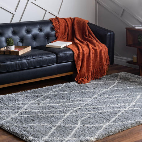 Cloud Gray 9' 10 x 13' 1 Soft Touch Shag Rectangle Area Rug Thick Soft Touch Fluffy & Plush Shaggy Pile