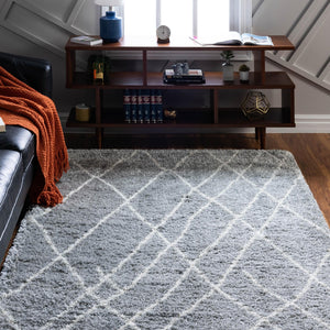 Cloud Gray 9' 10 x 13' 1 Soft Touch Shag Rectangle Area Rug Thick Soft Touch Fluffy & Plush Shaggy Pile