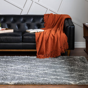 Cloud Gray 9' 10 x 13' 1 Soft Touch Shag Rectangle Area Rug Thick Soft Touch Fluffy & Plush Shaggy Pile