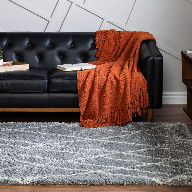 Cloud Gray 9' 10 x 13' 1 Soft Touch Shag Rectangle Area Rug Thick Soft Touch Fluffy & Plush Shaggy Pile