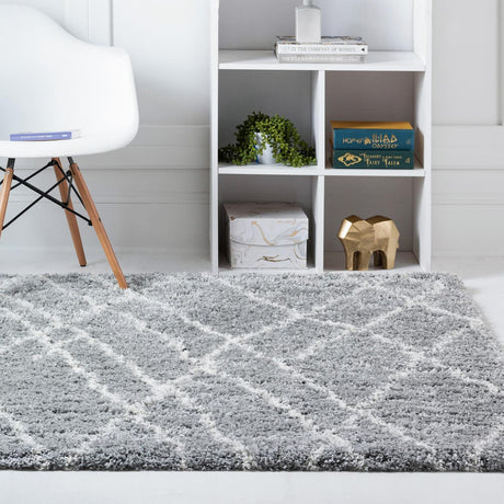 Cloud Gray 4' 1 x 4' 1 Soft Touch Shag Square Area Rug Thick Soft Touch Fluffy & Plush Shaggy Pile