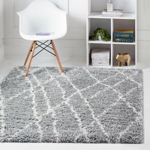 Cloud Gray 4' 1 x 4' 1 Soft Touch Shag Square Area Rug Thick Soft Touch Fluffy & Plush Shaggy Pile