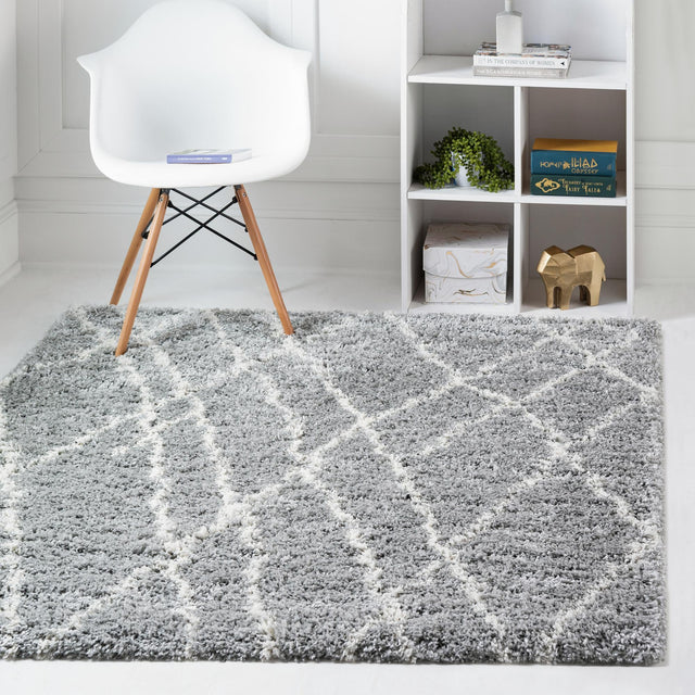 Cloud Gray 4' 1 x 4' 1 Soft Touch Shag Square Area Rug Thick Soft Touch Fluffy & Plush Shaggy Pile