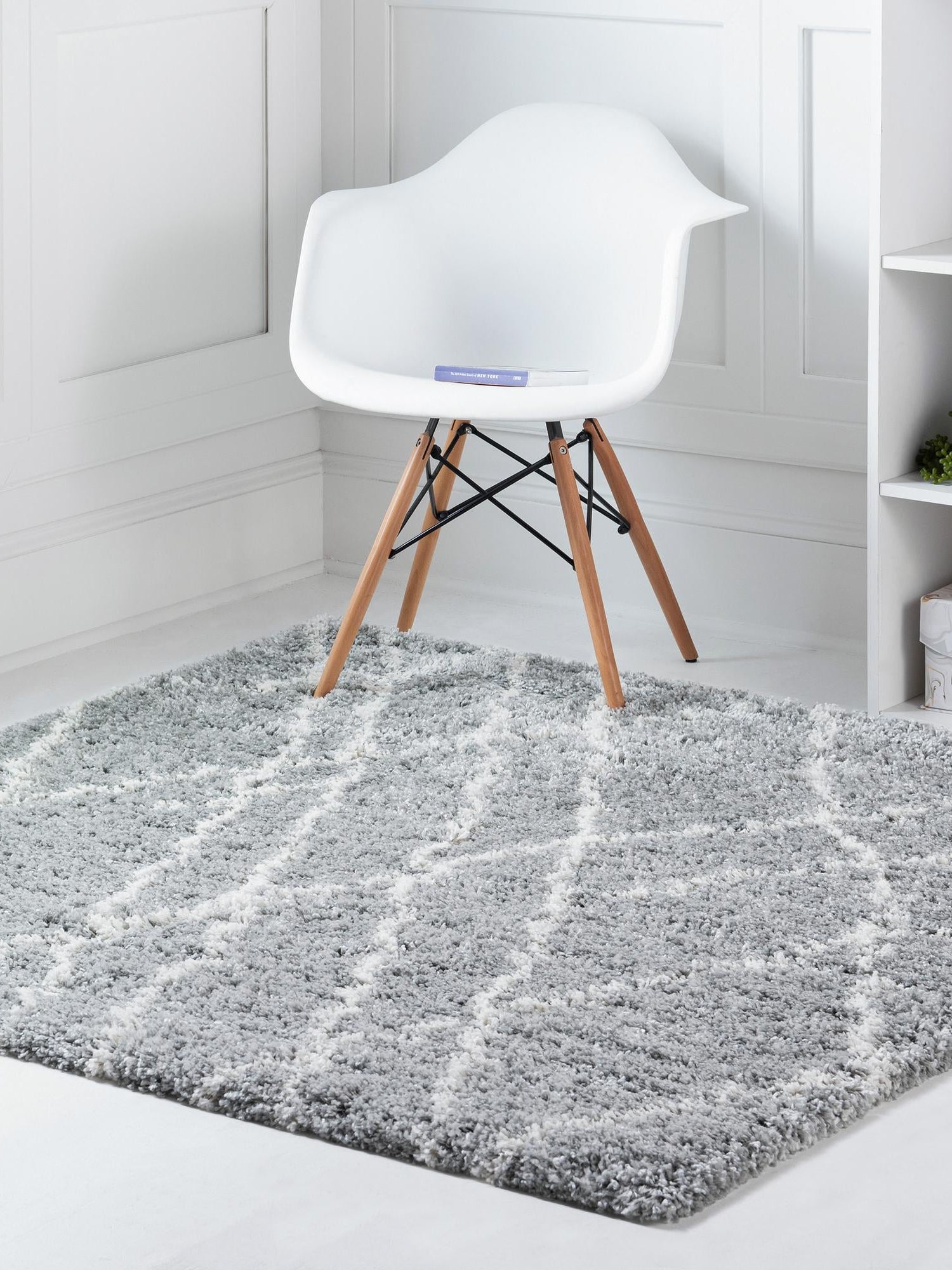Cloud Gray 7' 10 x 7' 10 Soft Touch Shag Square Area Rug Thick Soft Touch Fluffy & Plush Shaggy Pile 100% Polypropylene Unique Carpet for Modern Home Interiors for Sale at Rug Engine
