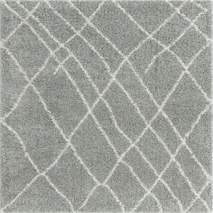 Cloud Gray 4' 1 x 4' 1 Soft Touch Shag Square Area Rug Thick Soft Touch Fluffy & Plush Shaggy Pile