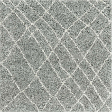 Cloud Gray 4' 1 x 4' 1 Soft Touch Shag Square Area Rug Thick Soft Touch Fluffy & Plush Shaggy Pile