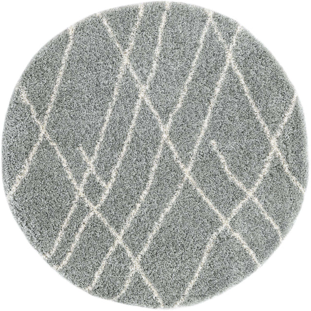Cloud Gray 7' 10 x 7' 10 Soft Touch Shag Round Area Rug Thick Soft Touch Fluffy & Plush Shaggy Pile