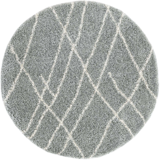 Cloud Gray 3' 3 x 3' 3 Soft Touch Shag Round Area Rug Thick Soft Touch Fluffy & Plush Shaggy Pile