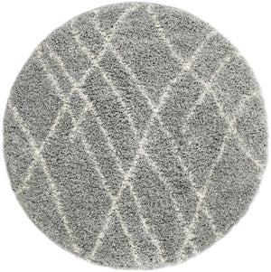Cloud Gray 4' 1 x 4' 1 Soft Touch Shag Round Area Rug Thick Soft Touch Fluffy & Plush Shaggy Pile