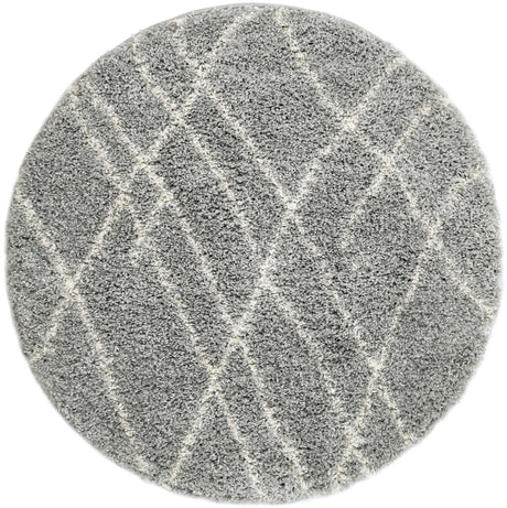 Cloud Gray 4' 1 x 4' 1 Soft Touch Shag Round Area Rug Thick Soft Touch Fluffy & Plush Shaggy Pile