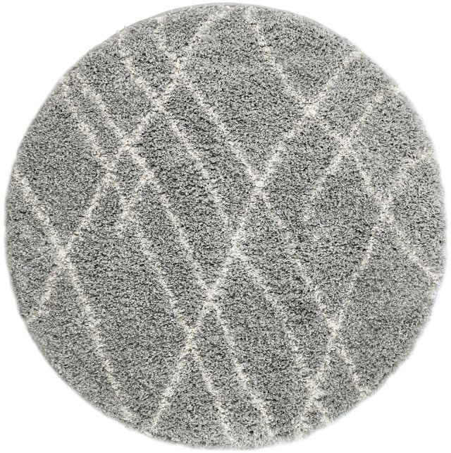 Cloud Gray 4' 1 x 4' 1 Soft Touch Shag Round Area Rug Thick Soft Touch Fluffy & Plush Shaggy Pile