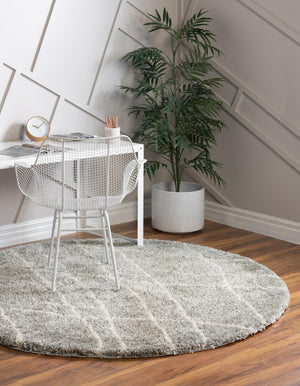 Cloud Gray 7' 10 x 7' 10 Soft Touch Shag Round Area Rug Thick Soft Touch Fluffy & Plush Shaggy Pile