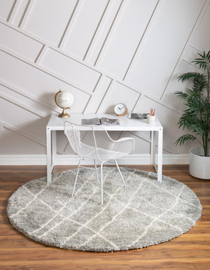 Cloud Gray 4' 1 x 4' 1 Soft Touch Shag Round Area Rug Thick Soft Touch Fluffy & Plush Shaggy Pile
