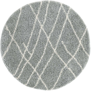 Cloud Gray 5' 3 x 5' 3 Soft Touch Shag Round Area Rug Thick Soft Touch Fluffy & Plush Shaggy Pile
