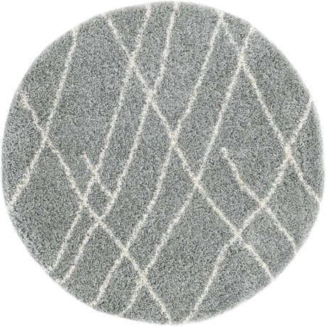 Cloud Gray 5' 3 x 5' 3 Soft Touch Shag Round Area Rug Thick Soft Touch Fluffy & Plush Shaggy Pile