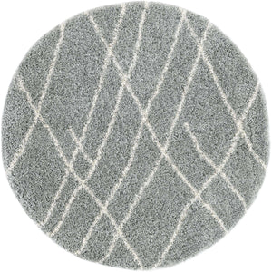 Cloud Gray 6' 1 x 6' 1 Soft Touch Shag Round Area Rug Thick Soft Touch Fluffy & Plush Shaggy Pile