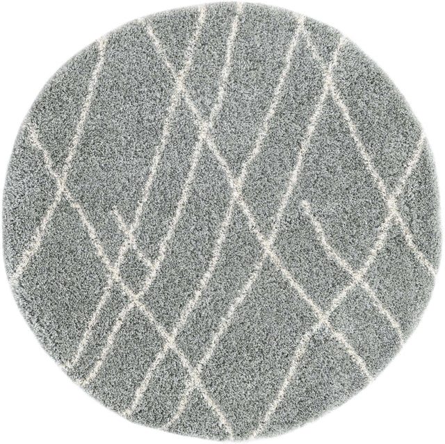 Cloud Gray 6' 1 x 6' 1 Soft Touch Shag Round Area Rug Thick Soft Touch Fluffy & Plush Shaggy Pile
