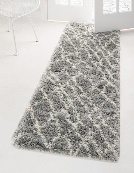 Cloud Gray 2' x 6' 7 Soft Touch Shag Runner Area Rug Thick Soft Touch Fluffy & Plush Shaggy Pile