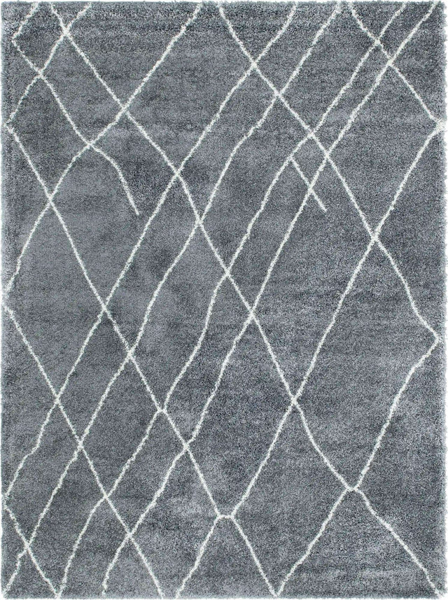 Pebble Gray 7' 10 x 11' Soft Touch Shag Rectangle Area Rug Thick Soft Touch Fluffy & Plush Shaggy Pile
