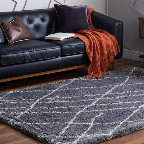 Pebble Gray 4' 1 x 6' 1 Soft Touch Shag Rectangle Area Rug Thick Soft Touch Fluffy & Plush Shaggy Pile