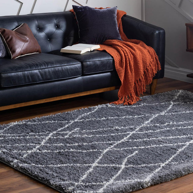 Pebble Gray 4' 1 x 6' 1 Soft Touch Shag Rectangle Area Rug Thick Soft Touch Fluffy & Plush Shaggy Pile