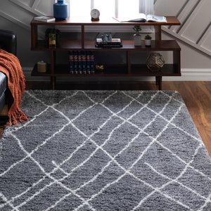 Pebble Gray 4' 1 x 6' 1 Soft Touch Shag Rectangle Area Rug Thick Soft Touch Fluffy & Plush Shaggy Pile