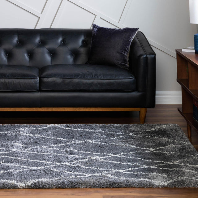 Pebble Gray 9' x 12' Soft Touch Shag Rectangle Area Rug Thick Soft Touch Fluffy & Plush Shaggy Pile