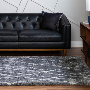 Pebble Gray 4' 1 x 6' 1 Soft Touch Shag Rectangle Area Rug Thick Soft Touch Fluffy & Plush Shaggy Pile
