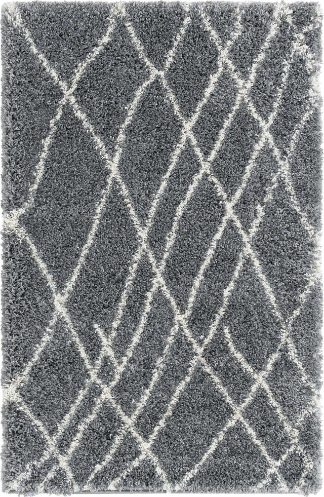 Pebble Gray 3' 3 x 5' 3 Soft Touch Shag Rectangle Area Rug Thick Soft Touch Fluffy & Plush Shaggy Pile