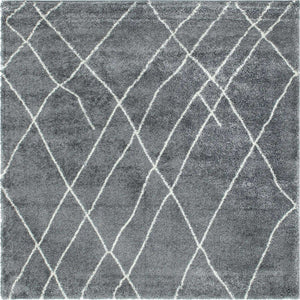 Pebble Gray 7' 10 x 7' 10 Soft Touch Shag Square Area Rug Thick Soft Touch Fluffy & Plush Shaggy Pile