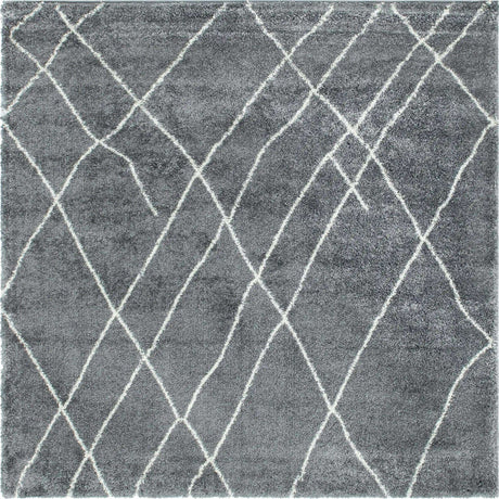 Pebble Gray 7' 10 x 7' 10 Soft Touch Shag Square Area Rug Thick Soft Touch Fluffy & Plush Shaggy Pile