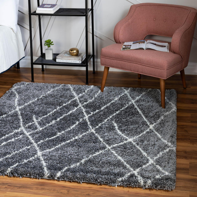 Pebble Gray 4' 1 x 4' 1 Soft Touch Shag Square Area Rug Thick Soft Touch Fluffy & Plush Shaggy Pile