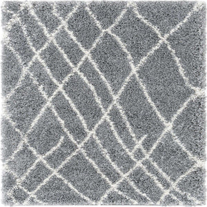 Pebble Gray 5' 3 x 5' 3 Soft Touch Shag Square Area Rug Thick Soft Touch Fluffy & Plush Shaggy Pile