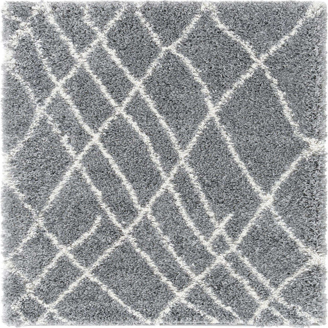 Pebble Gray 5' 3 x 5' 3 Soft Touch Shag Square Area Rug Thick Soft Touch Fluffy & Plush Shaggy Pile