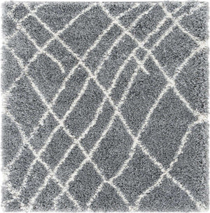 Pebble Gray 4' 1 x 4' 1 Soft Touch Shag Square Area Rug Thick Soft Touch Fluffy & Plush Shaggy Pile