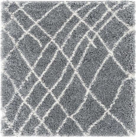 Pebble Gray 4' 1 x 4' 1 Soft Touch Shag Square Area Rug Thick Soft Touch Fluffy & Plush Shaggy Pile