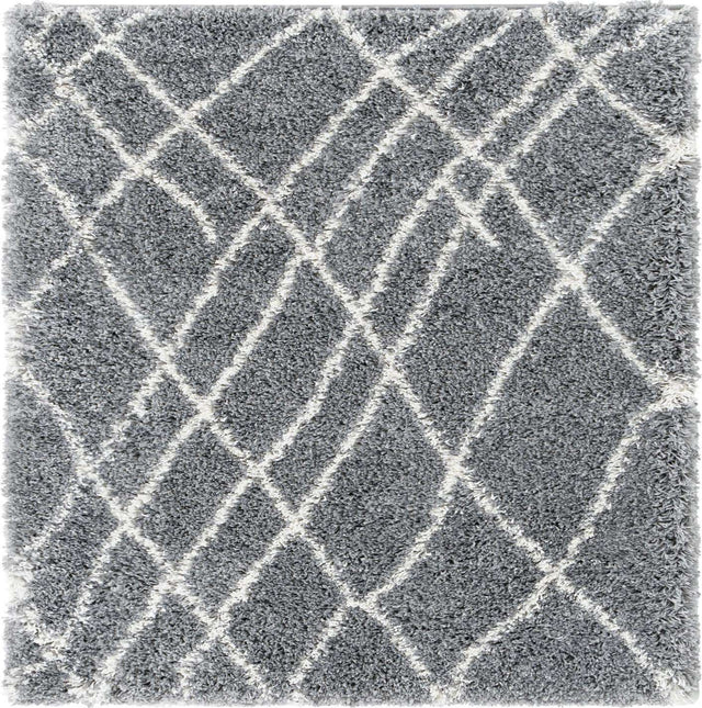 Pebble Gray 4' 1 x 4' 1 Soft Touch Shag Square Area Rug Thick Soft Touch Fluffy & Plush Shaggy Pile