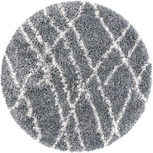 Pebble Gray 3' 3 x 3' 3 Soft Touch Shag Round Area Rug Thick Soft Touch Fluffy & Plush Shaggy Pile
