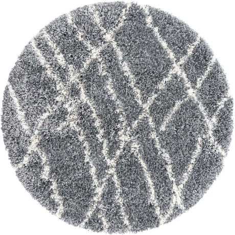 Pebble Gray 3' 3 x 3' 3 Soft Touch Shag Round Area Rug Thick Soft Touch Fluffy & Plush Shaggy Pile
